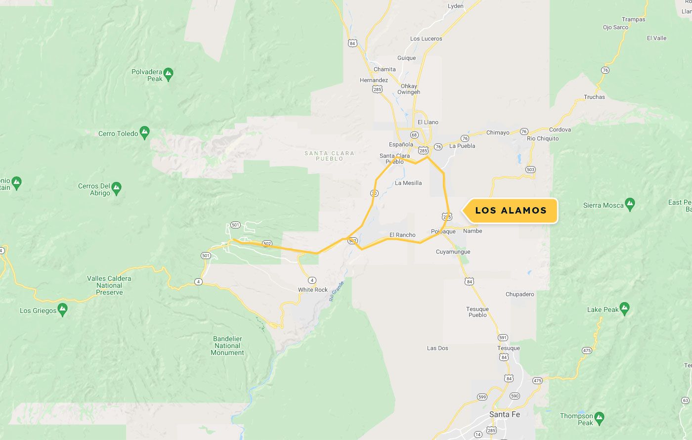 Map of Los Alamos area routes